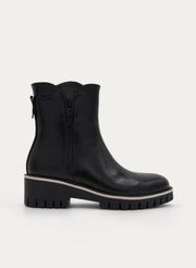 BLACK ANKLE BOOT TRACK SOLE SIDE ZIP