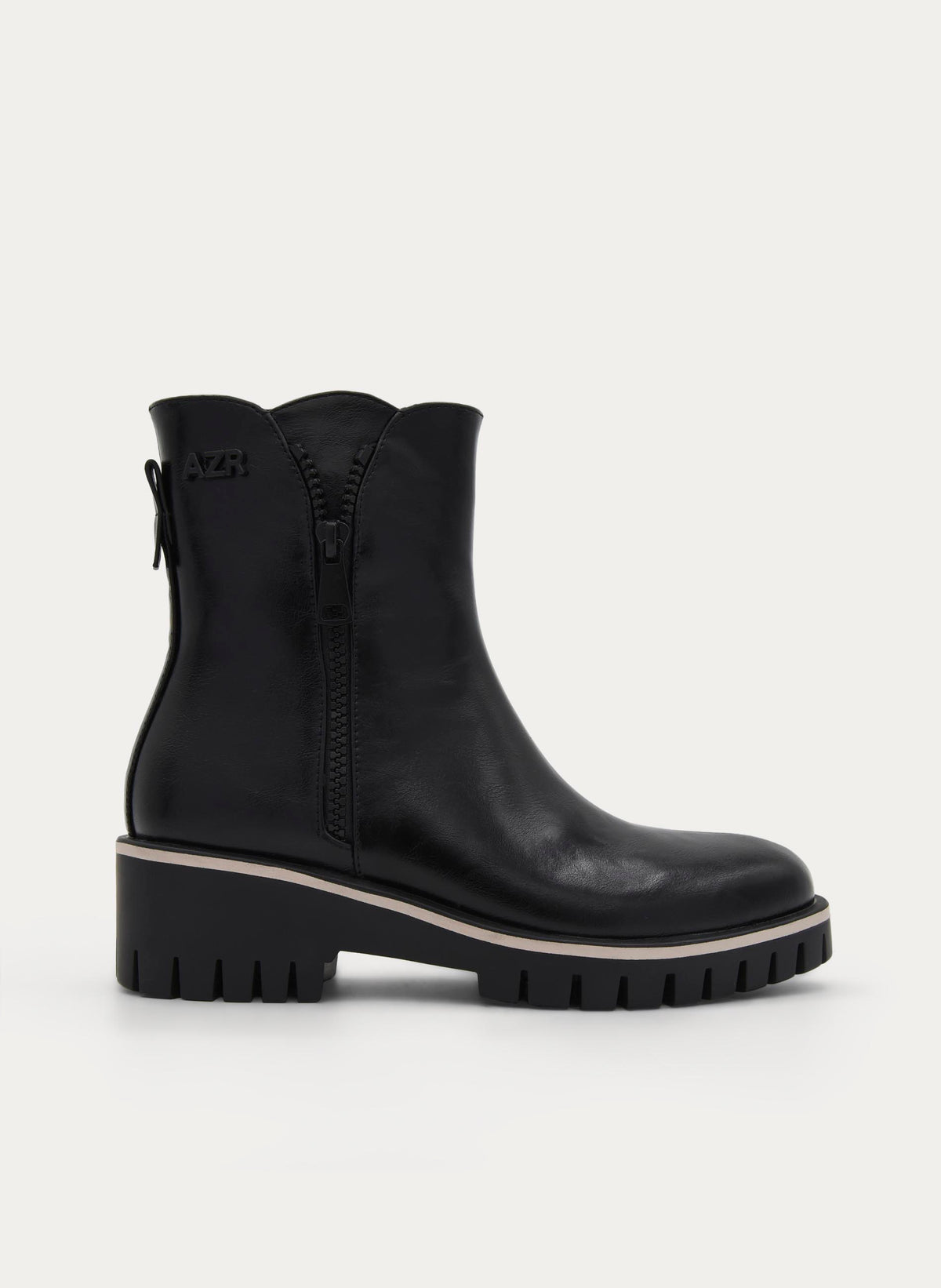 BLACK ANKLE BOOT TRACK SOLE SIDE ZIP