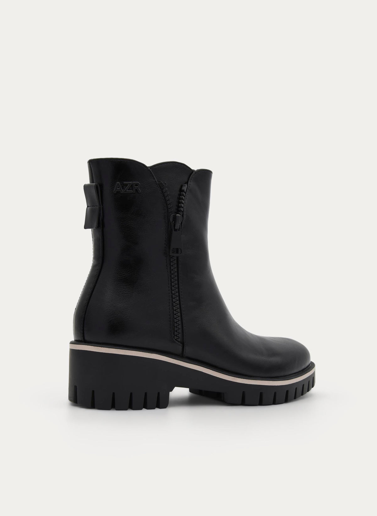 BLACK ANKLE BOOT TRACK SOLE SIDE ZIP