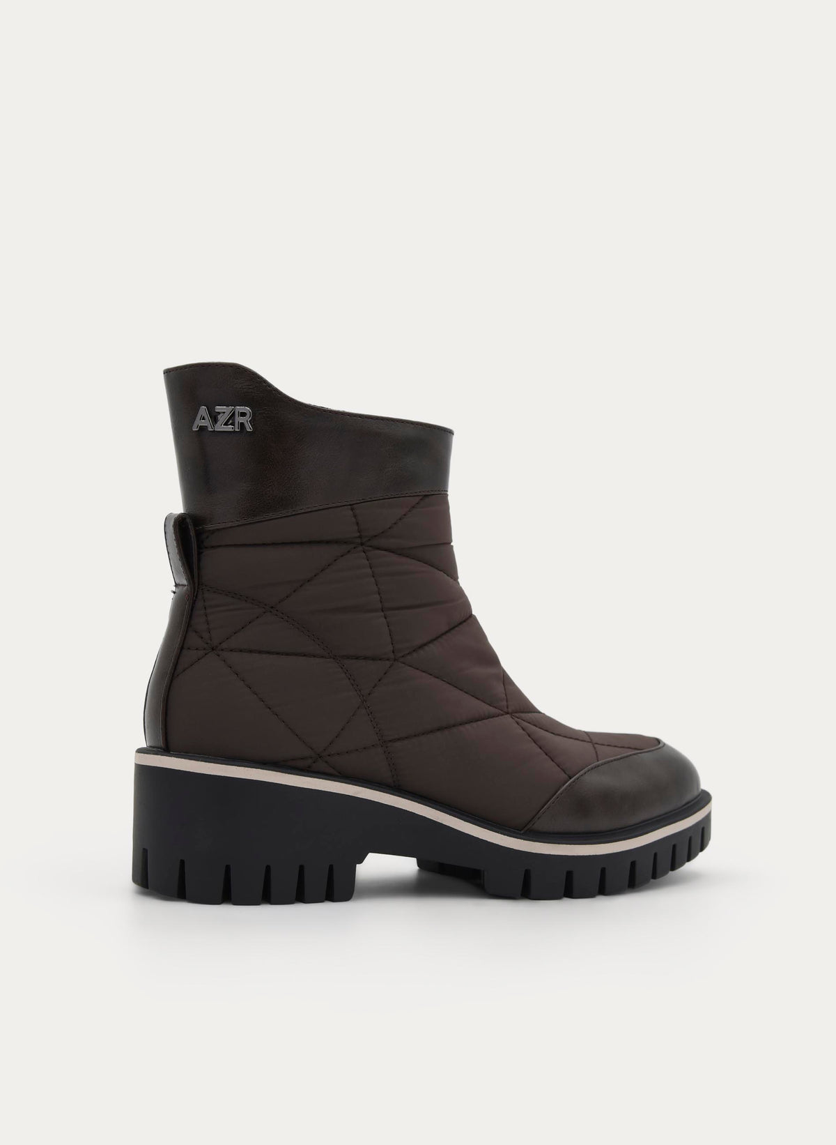 QUILTED BROWN ANKLE BOOT COMFORTABLE TRACK SOLE