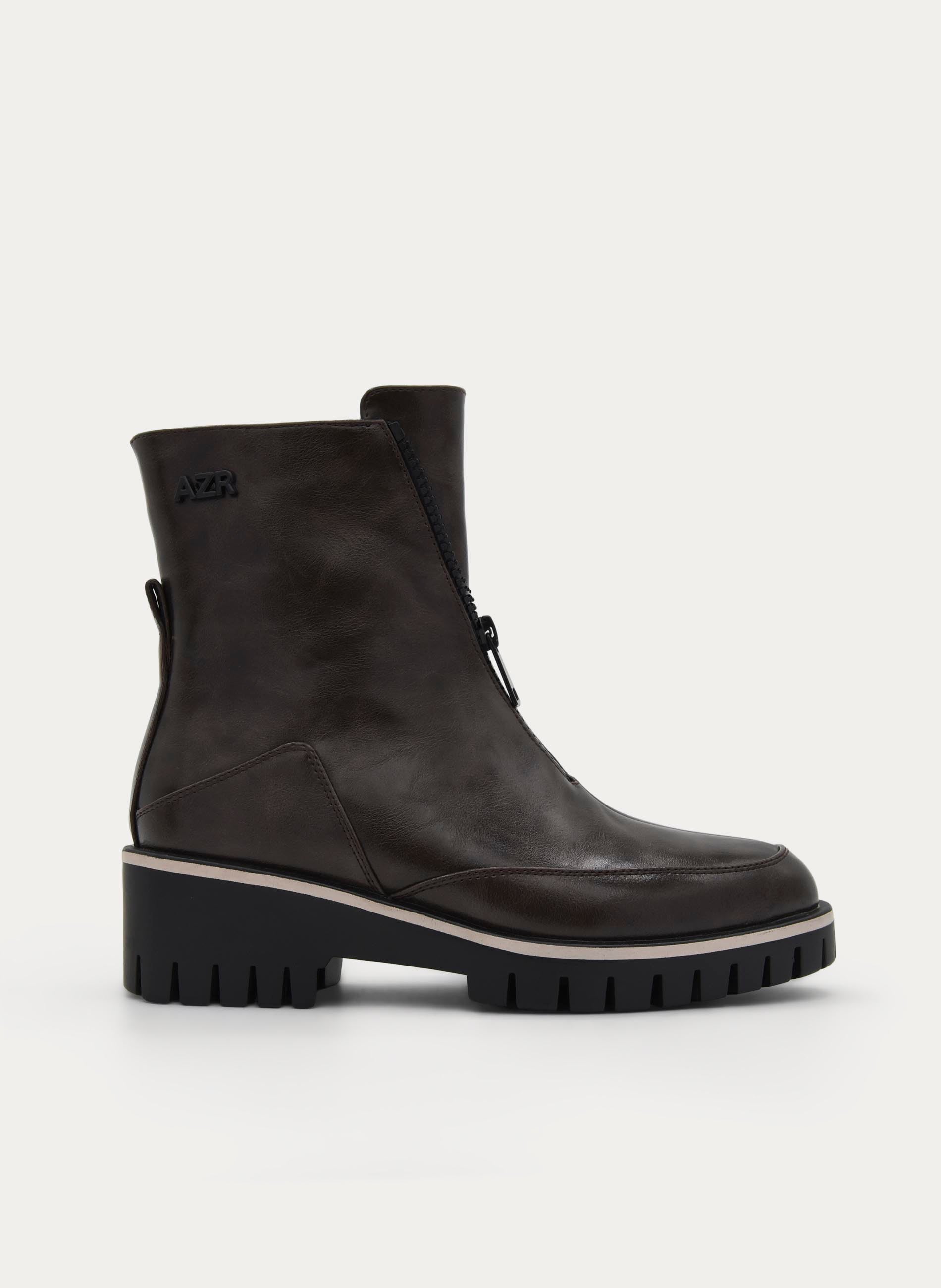 BORDEAUX ANKLE BOOT TRACK SOLE FRONT ZIP
