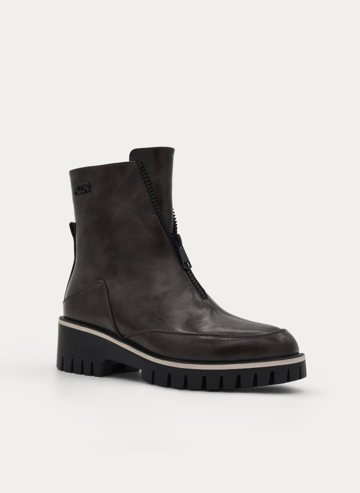 BORDEAUX ANKLE BOOT TRACK SOLE FRONT ZIP