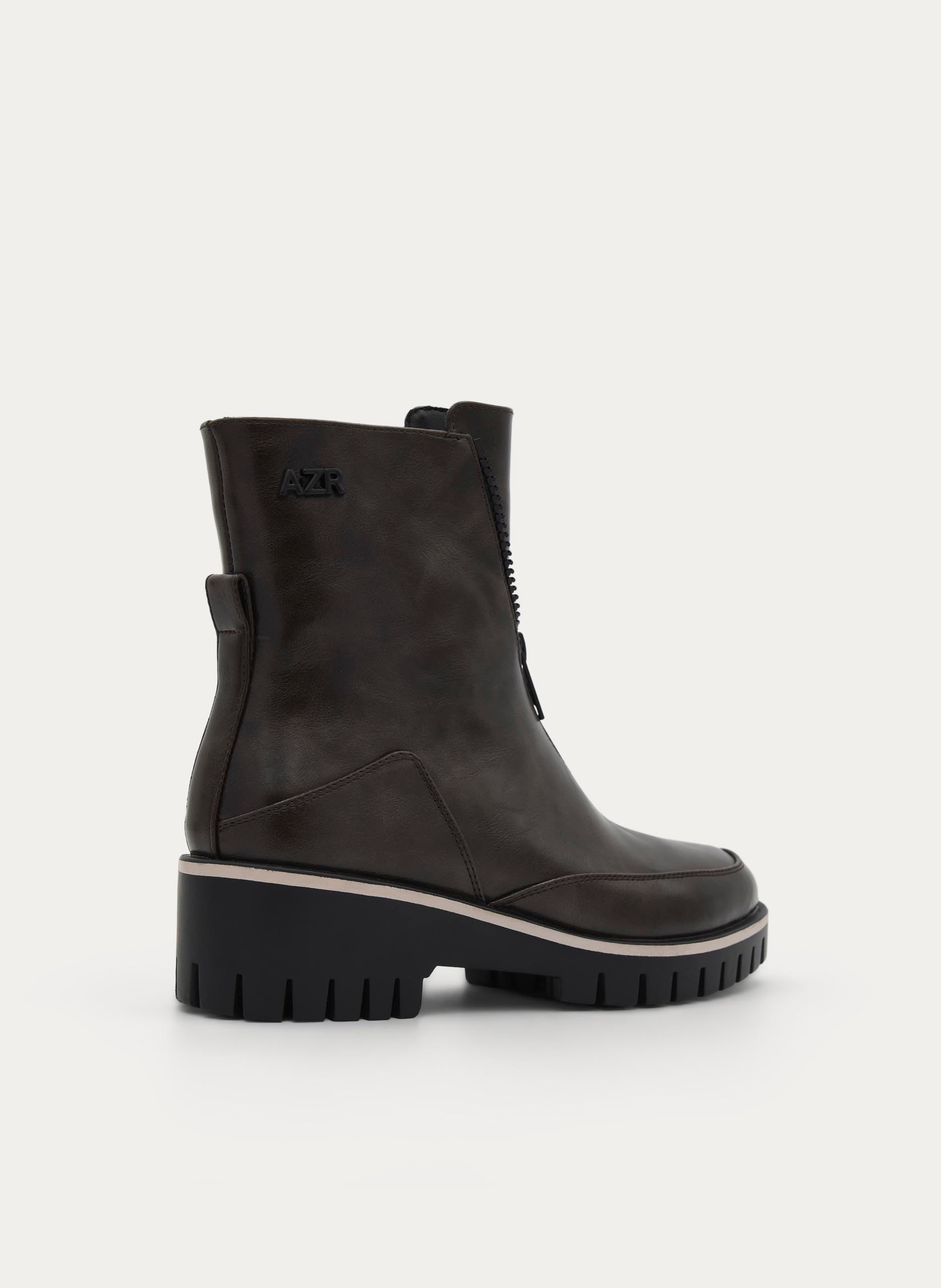 BORDEAUX ANKLE BOOT TRACK SOLE FRONT ZIP