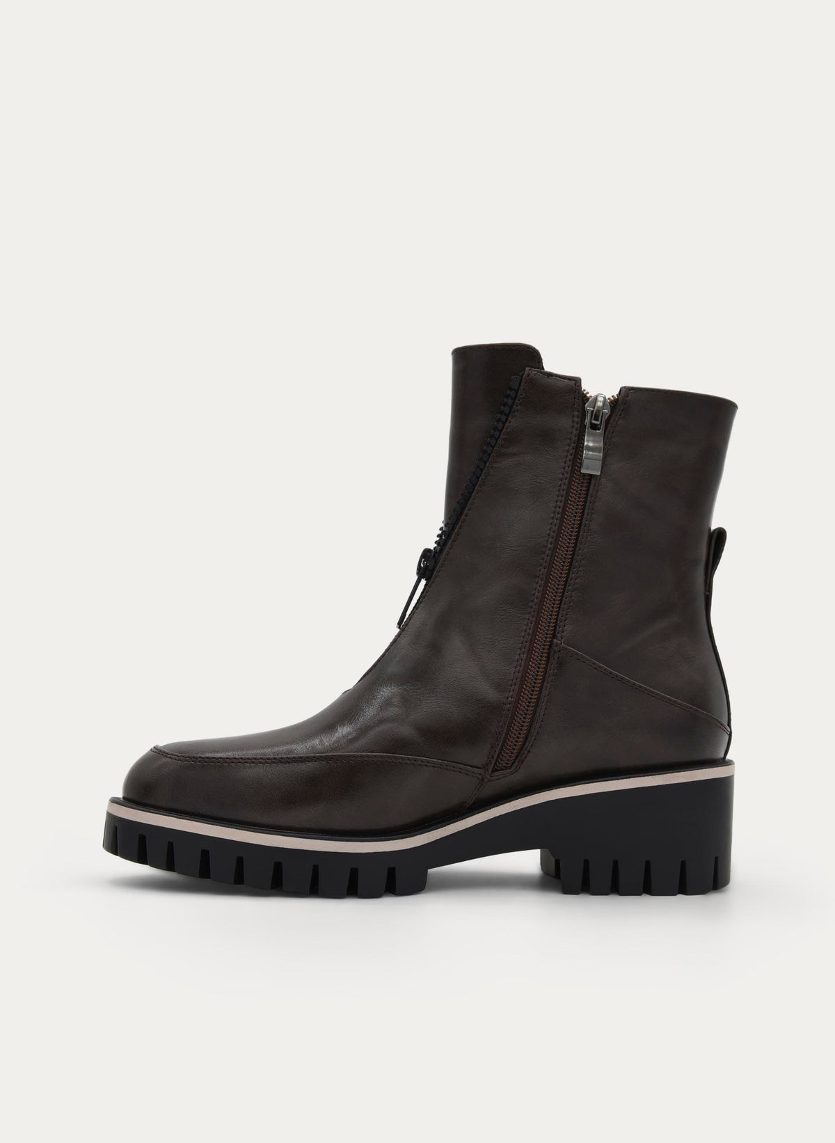 BORDEAUX ANKLE BOOT TRACK SOLE FRONT ZIP