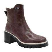 BROWN ANKLE BOOT TRACK SOLE MID HEEL