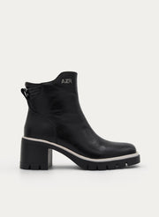 BLACK BOOT TRACK SOLE MEDIUM HEEL