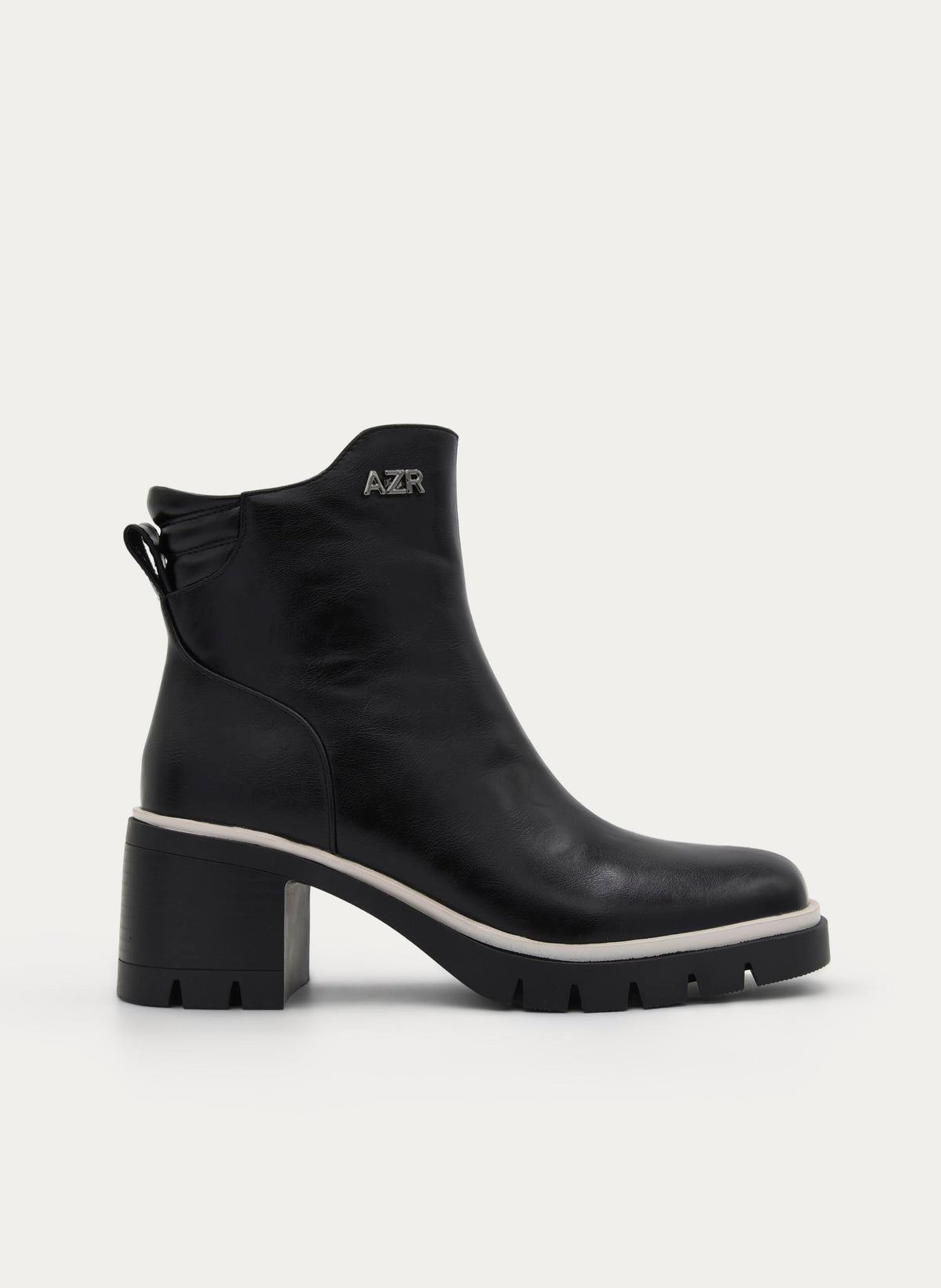 BLACK BOOT TRACK SOLE MEDIUM HEEL