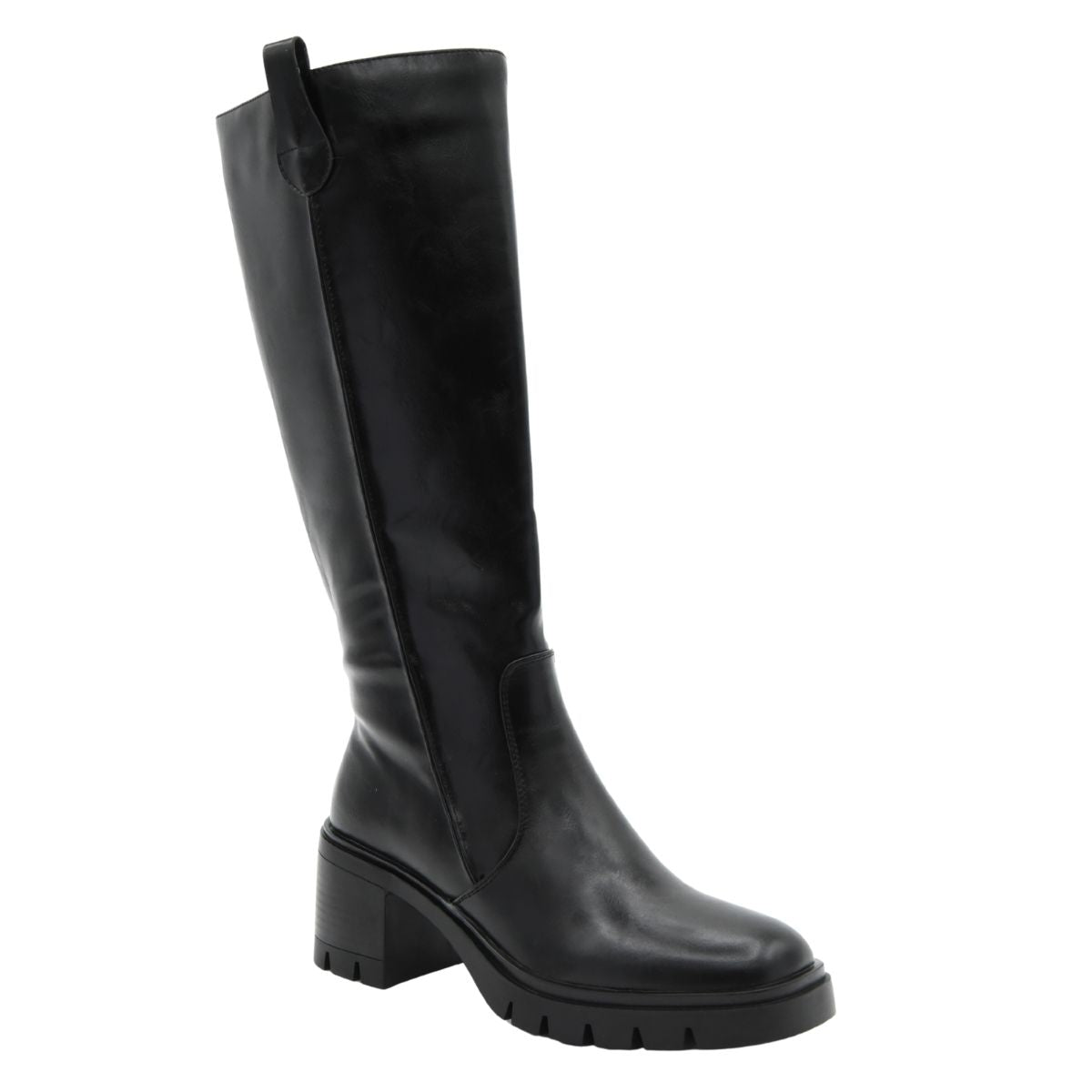 BOTA ALTA NEGRA SUELA TRACK TACÓN MEDIO