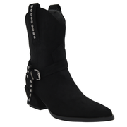 BLACK COWBOY BOOT WITH BUCKLE