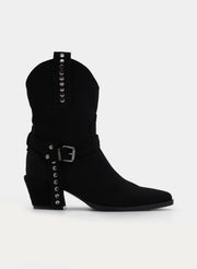 BLACK COWBOY BOOT WITH BUCKLE