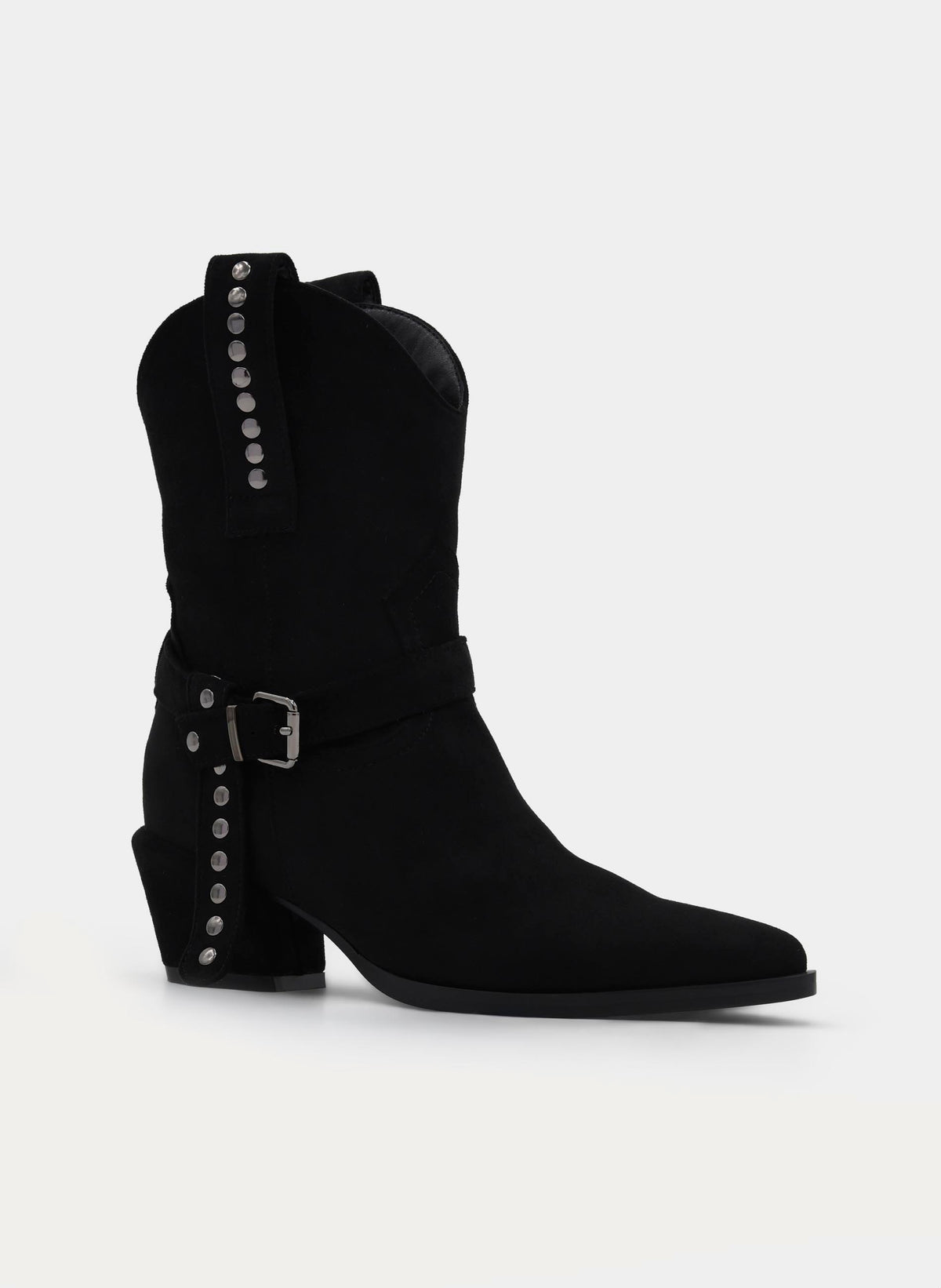 BLACK COWBOY BOOT WITH BUCKLE