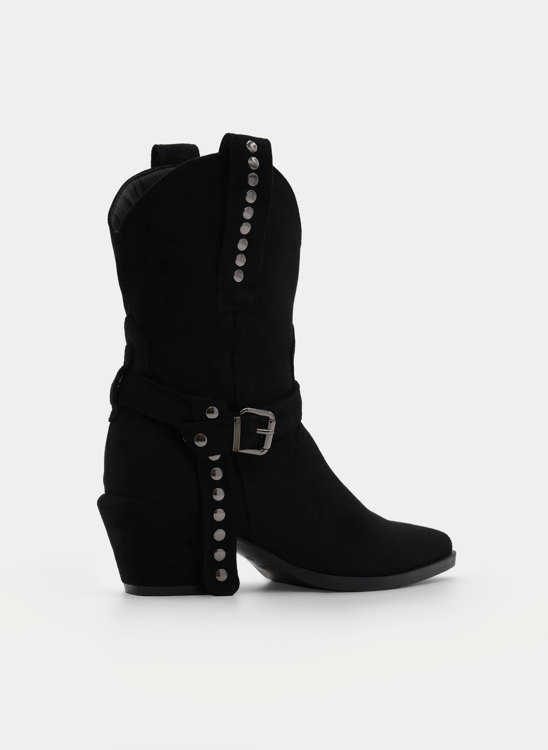 BLACK COWBOY BOOT WITH BUCKLE