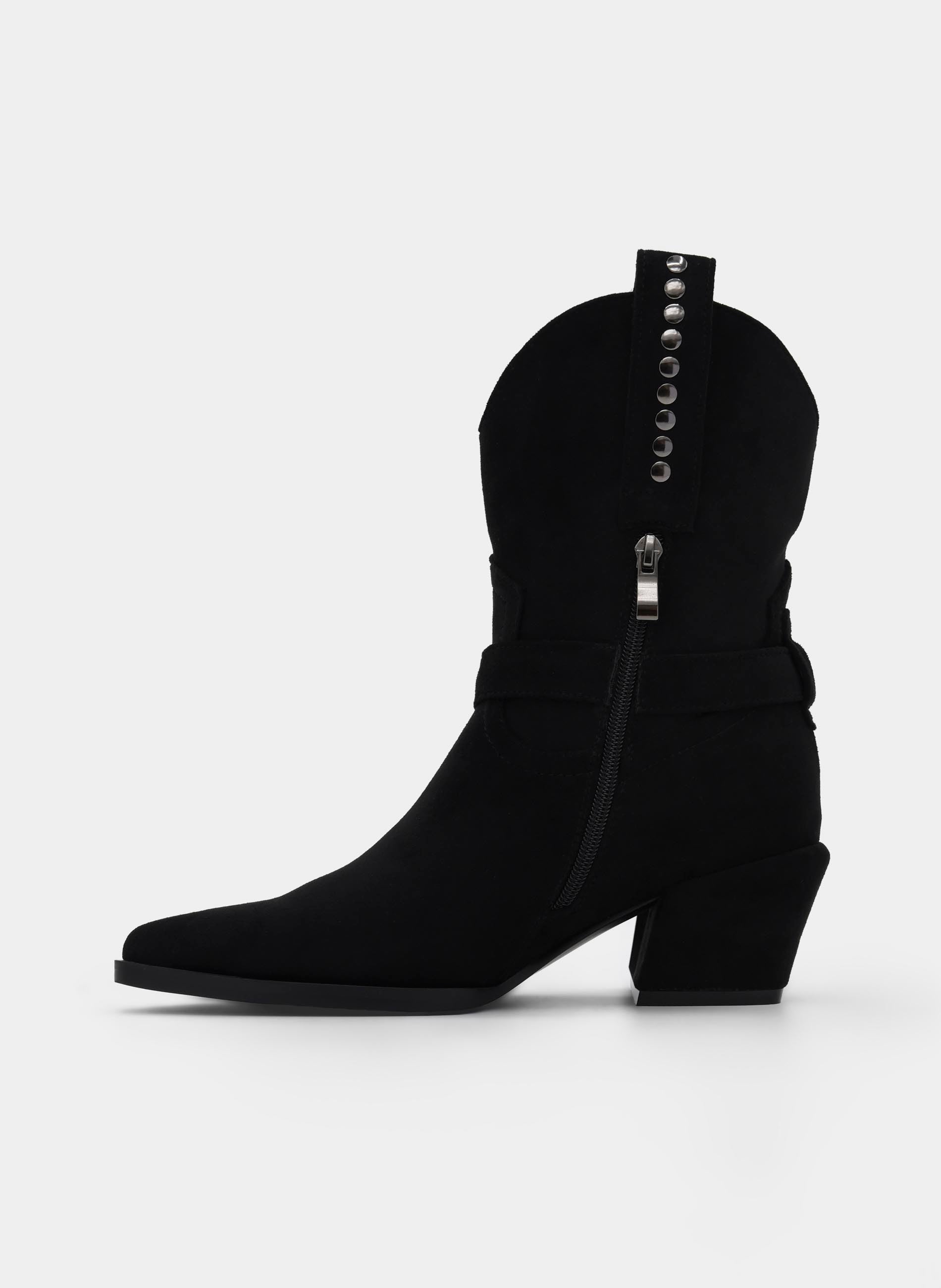 BLACK COWBOY BOOT WITH BUCKLE