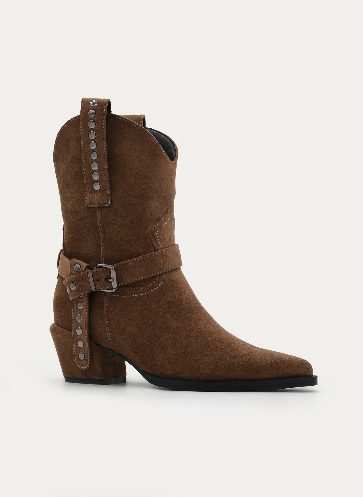 TAUPE COWBOY BOOT WITH BUCKLE
