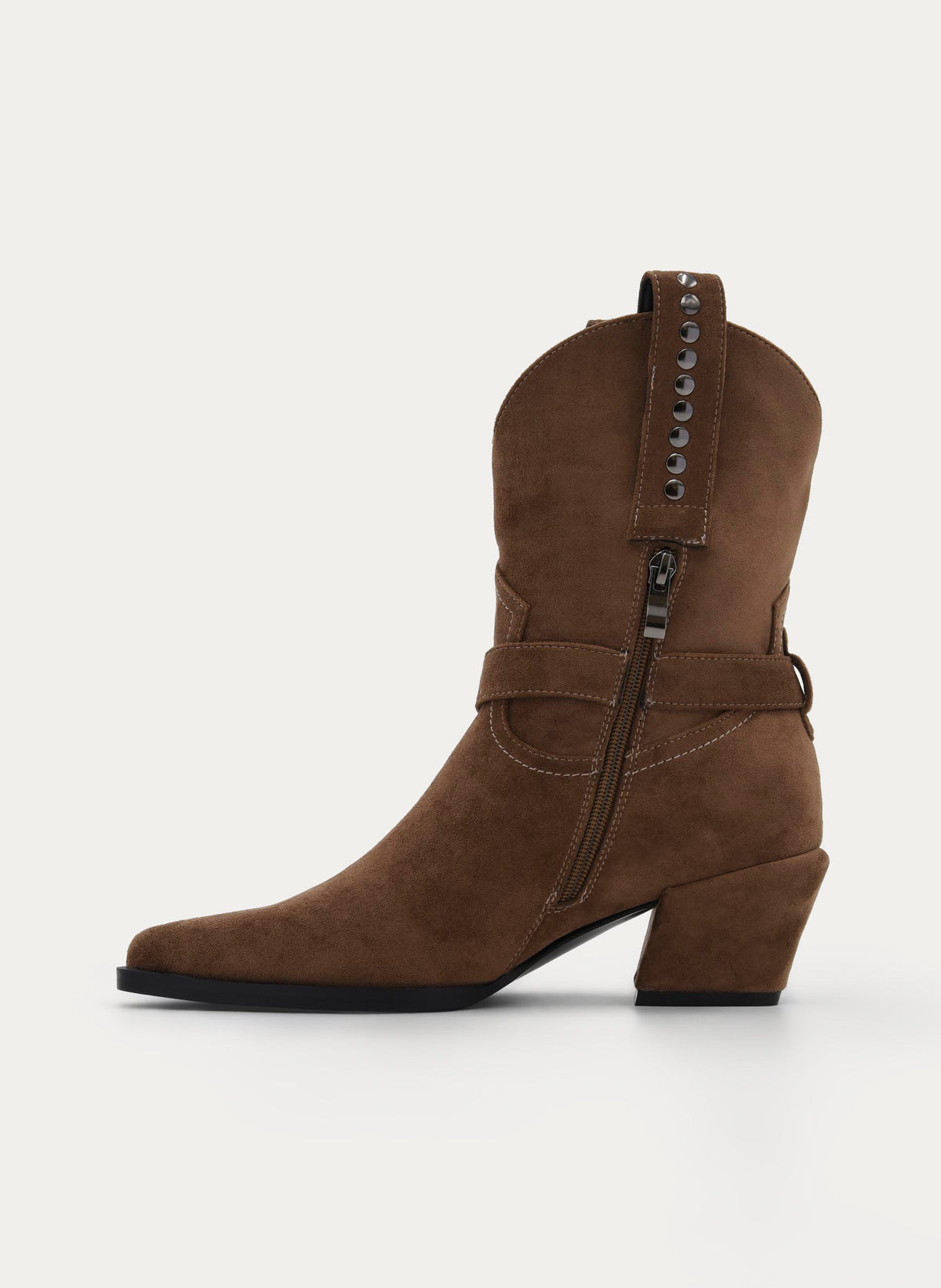 TAUPE COWBOY BOOT WITH BUCKLE