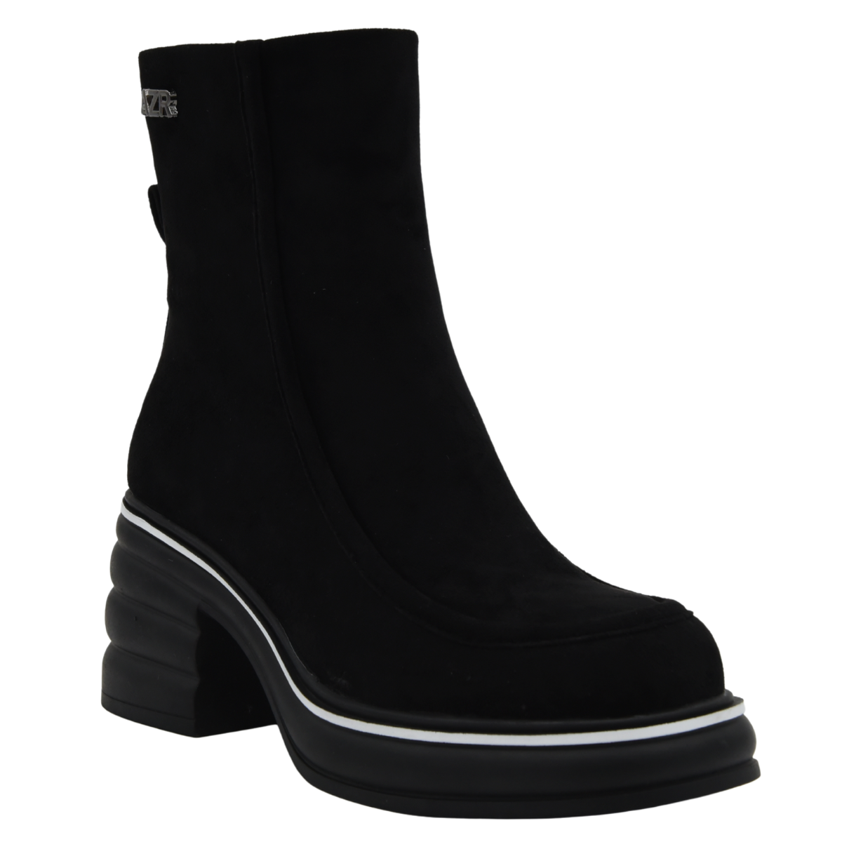 BLACK PLATFORM BLOCK HEEL MODERN ANKLE BOOTS