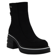 BLACK PLATFORM BLOCK HEEL MODERN ANKLE BOOTS