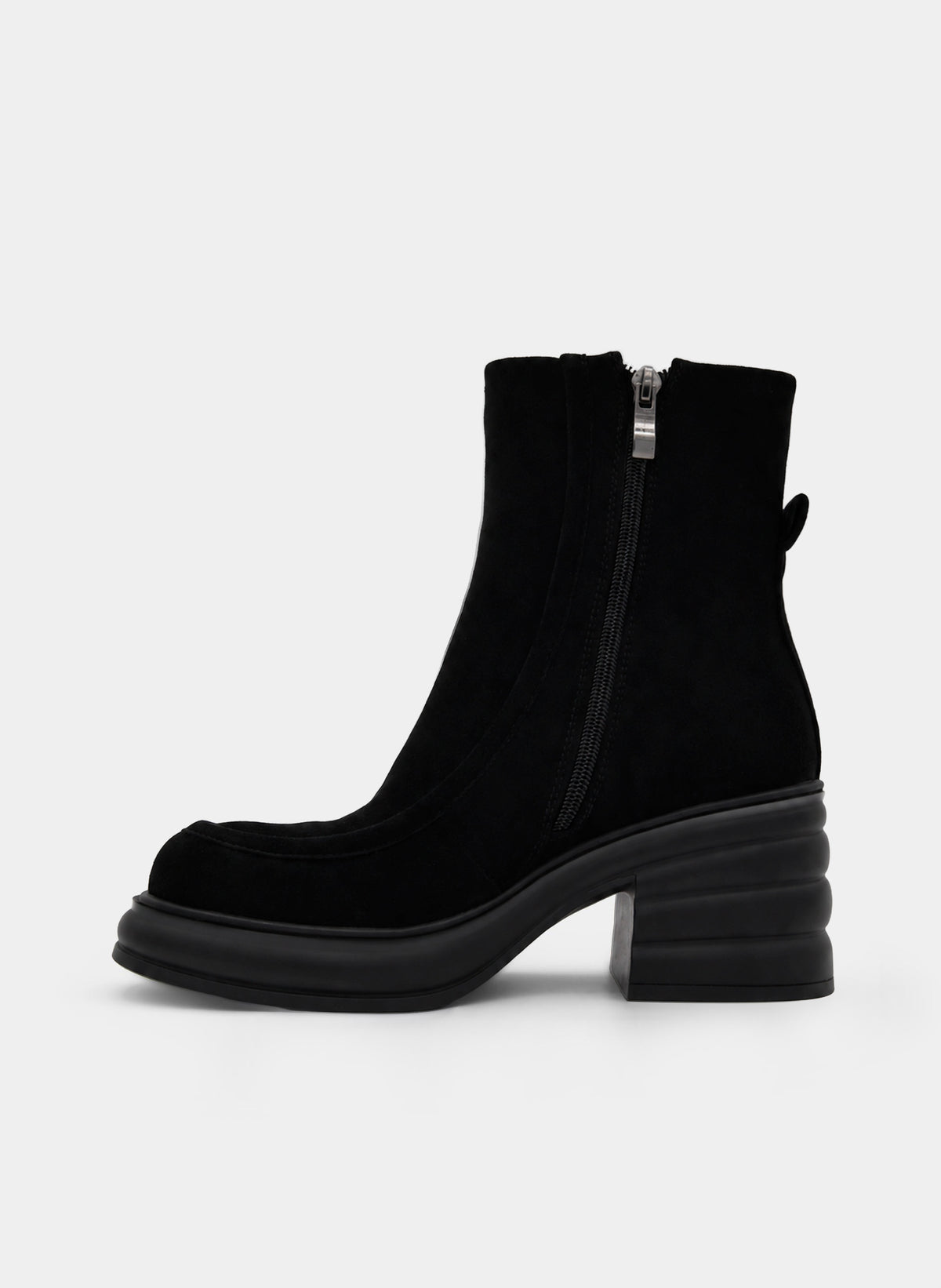 BLACK PLATFORM BLOCK HEEL MODERN ANKLE BOOTS