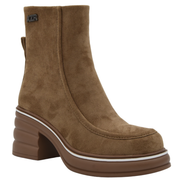 MODERN TAUPE PLATFORM BLOCK HEEL ANKLE BOOT