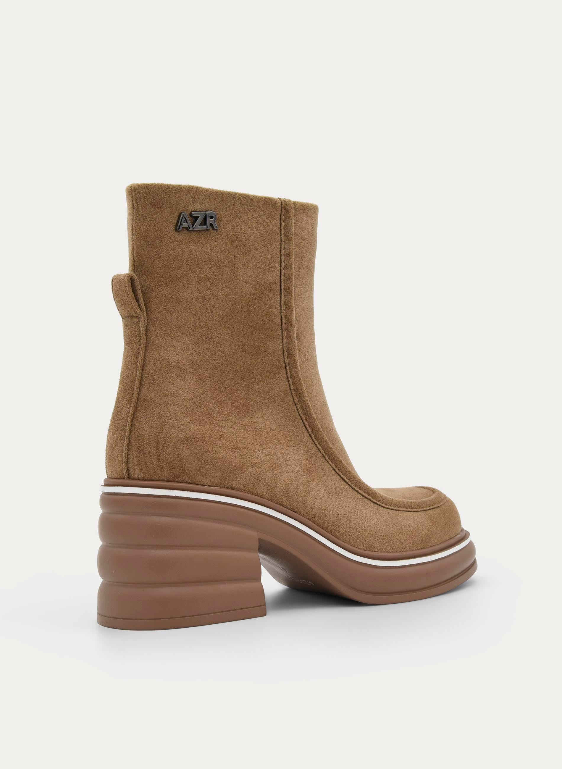 MODERN TAUPE PLATFORM BLOCK HEEL ANKLE BOOT
