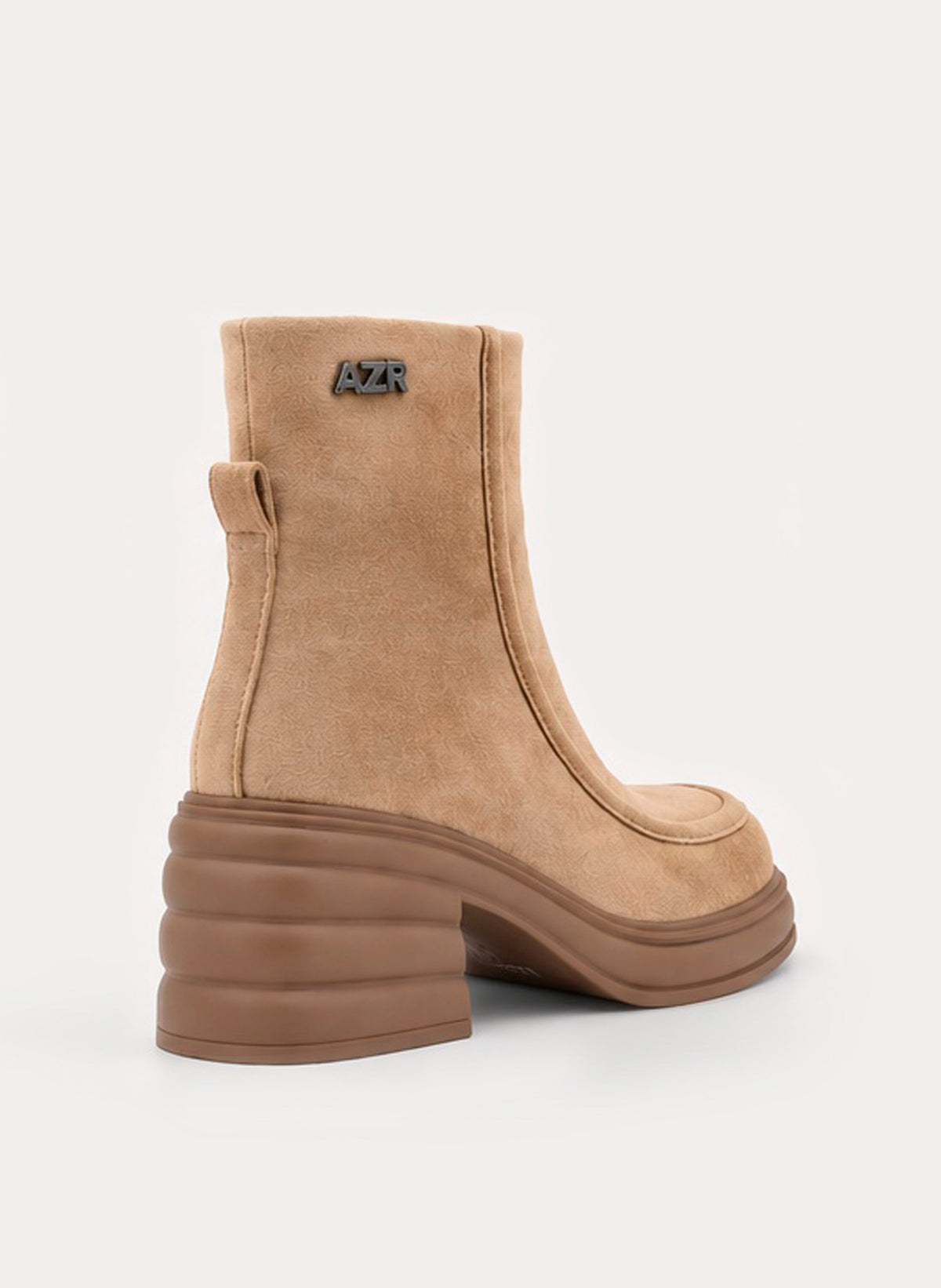 MODERN TAUPE PLATFORM BLOCK HEEL ANKLE BOOT