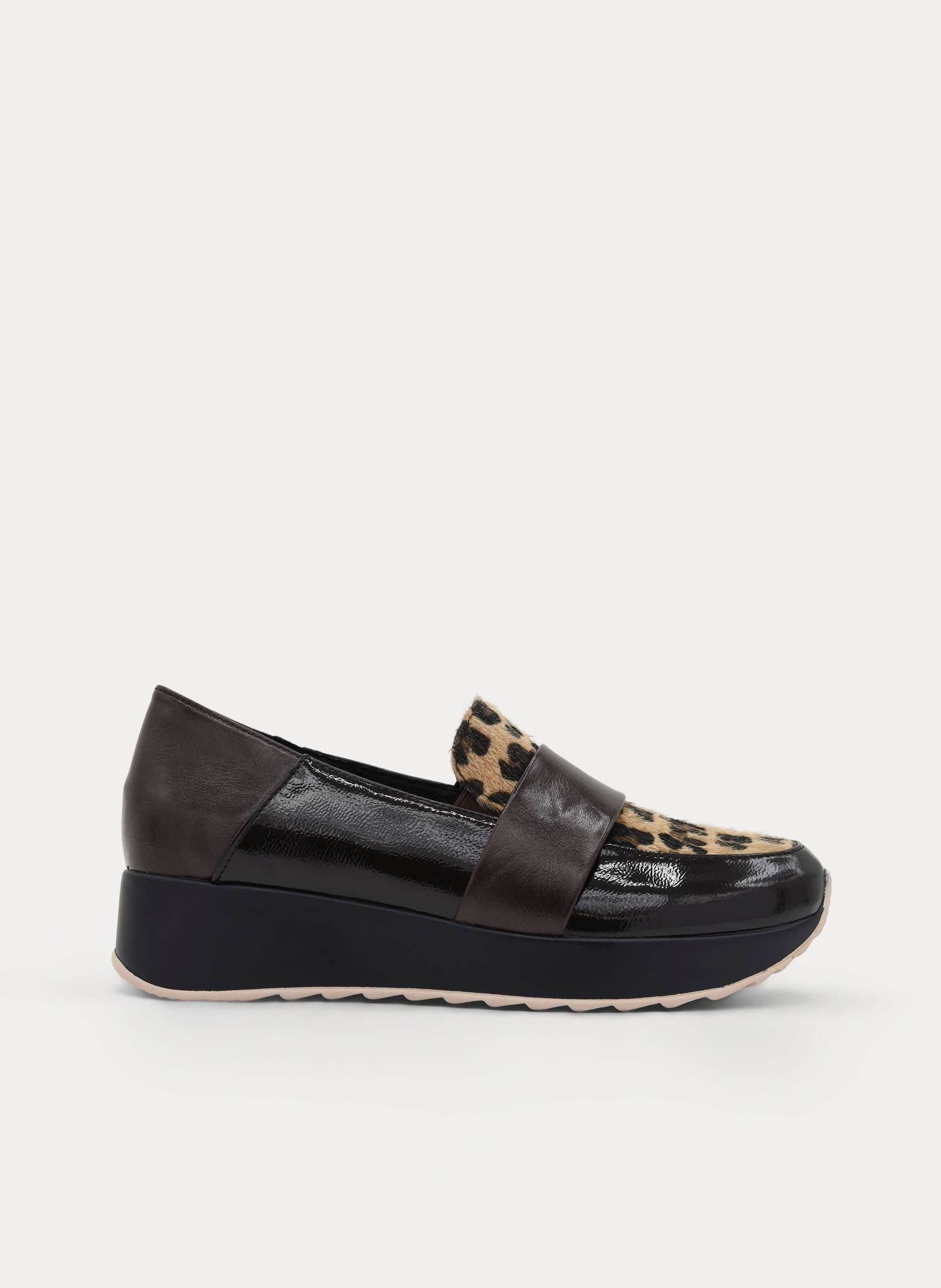BROWN LEOPARD PRINT COMFORT WEDGE LOAFER