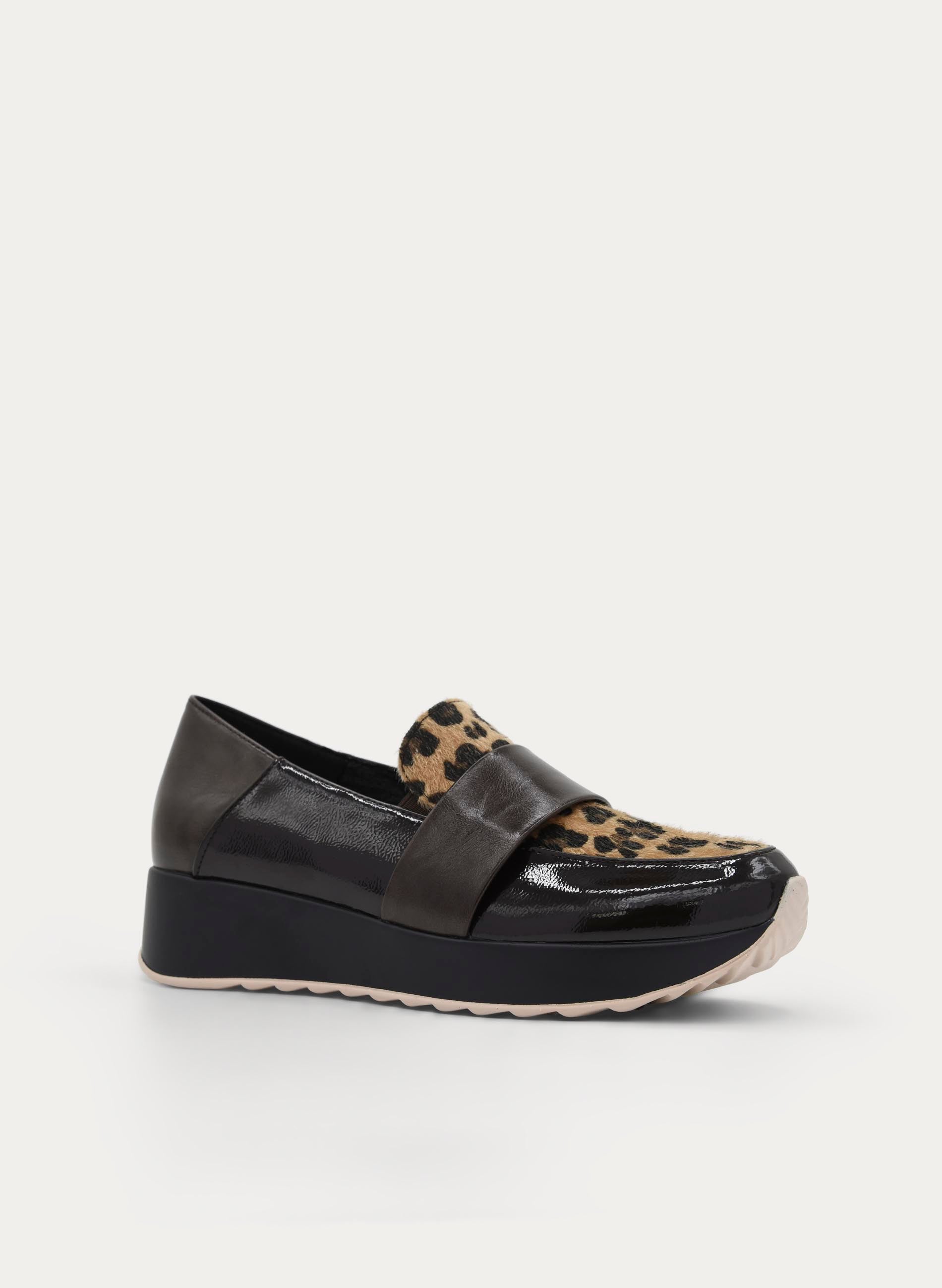 BROWN LEOPARD PRINT COMFORT WEDGE LOAFER