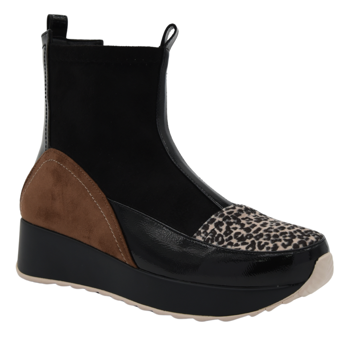 BLACK LEOPARD WEDGE SNEAKER