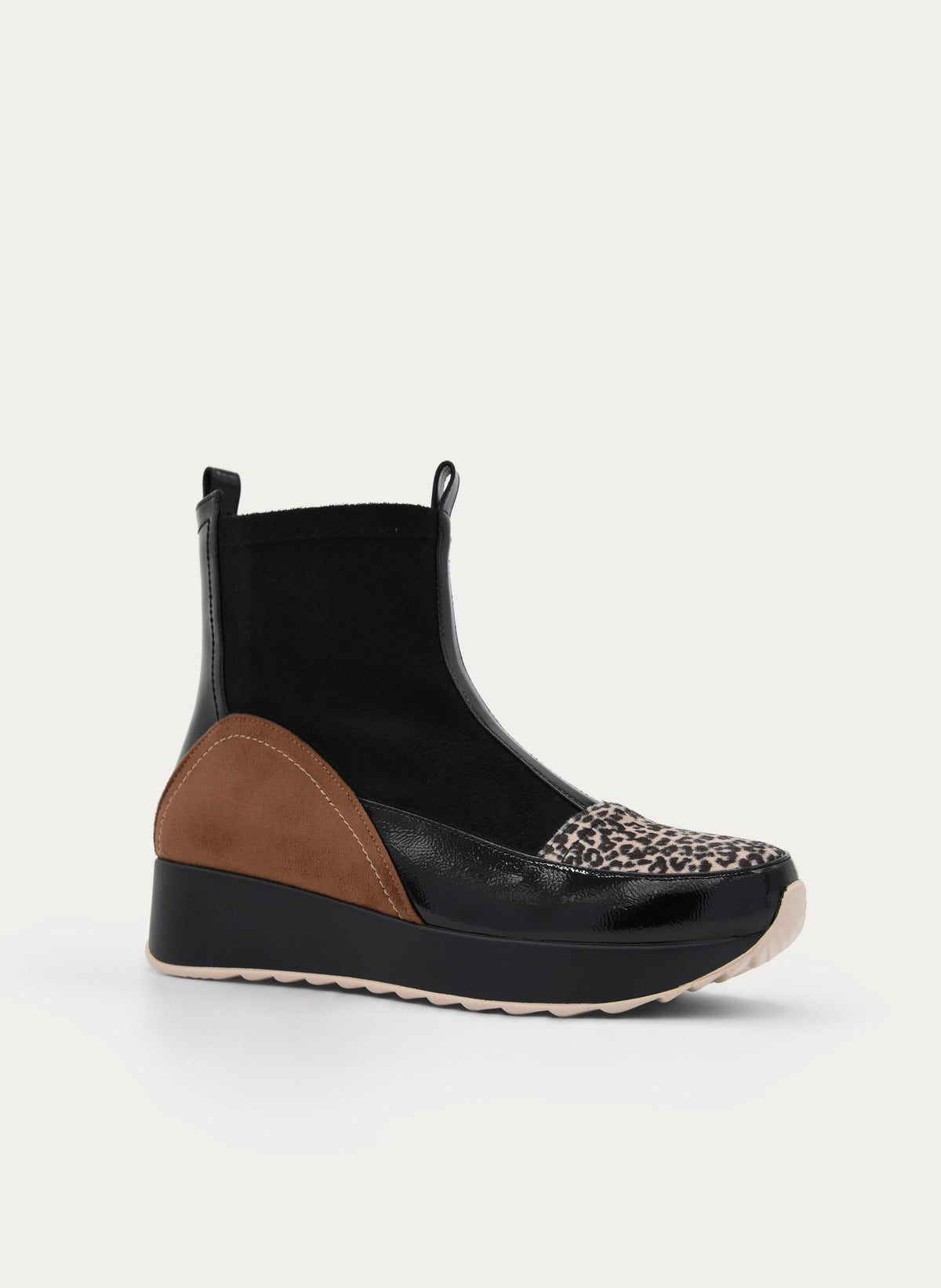 BLACK LEOPARD WEDGE SNEAKER