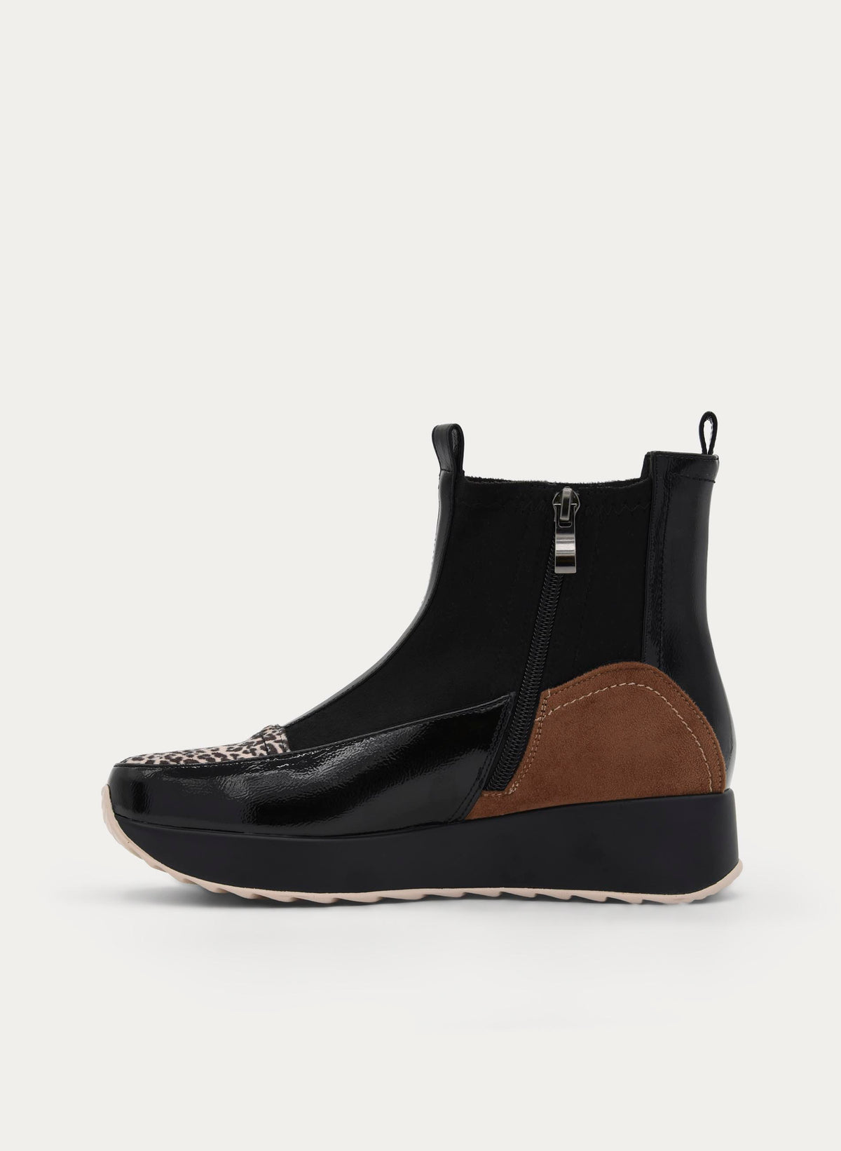 BLACK LEOPARD WEDGE SNEAKER