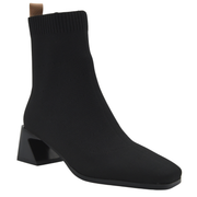 BLACK SOCK BOOT GEOMETRIC HEEL
