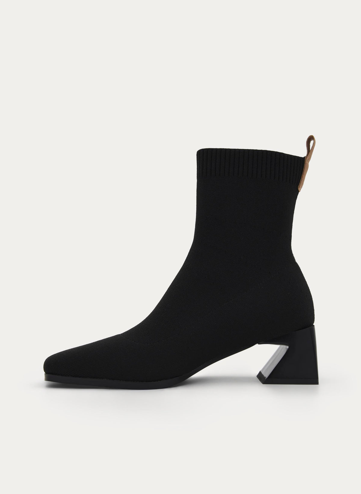 BLACK SOCK BOOT GEOMETRIC HEEL