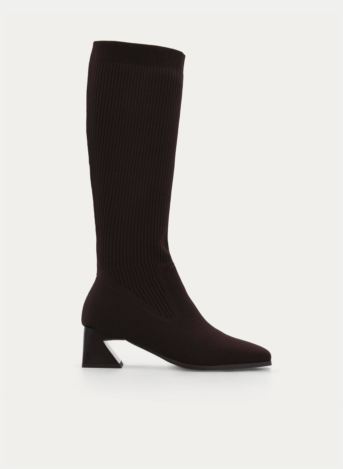 BROWN WIDE-HEELED SOCK BOOT
