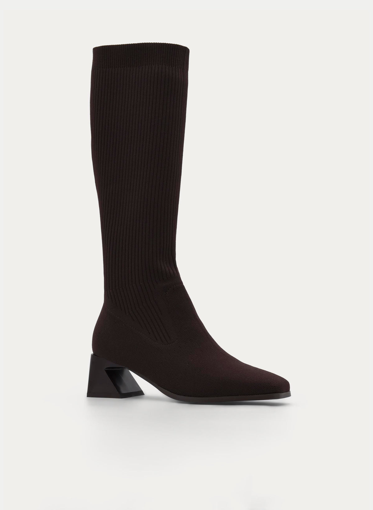 BROWN WIDE-HEELED SOCK BOOT