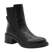 BLACK ANKLE BOOT MEDIUM HEEL ELASTIC SIDES