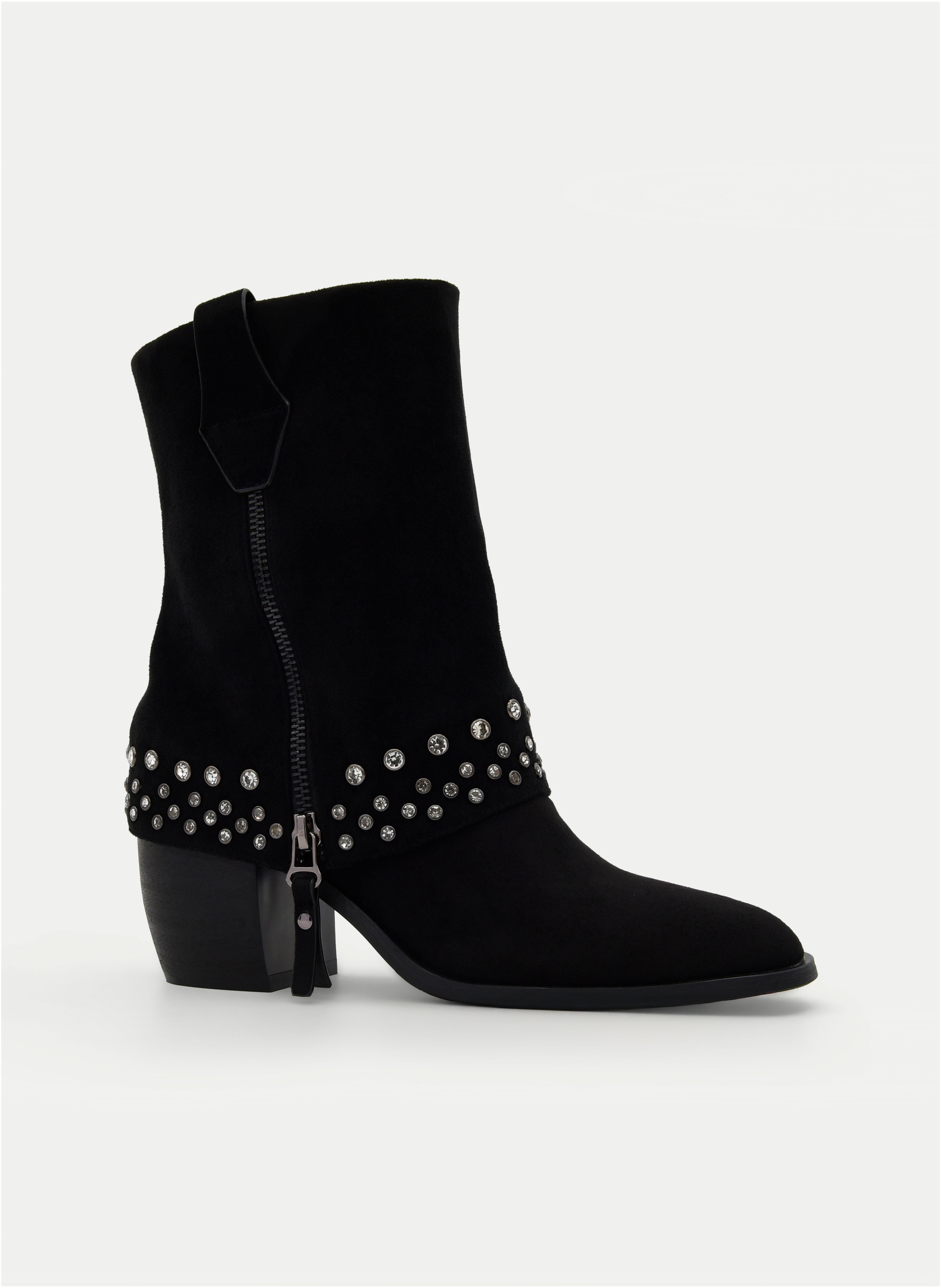 Black gaiter boot with suede effect