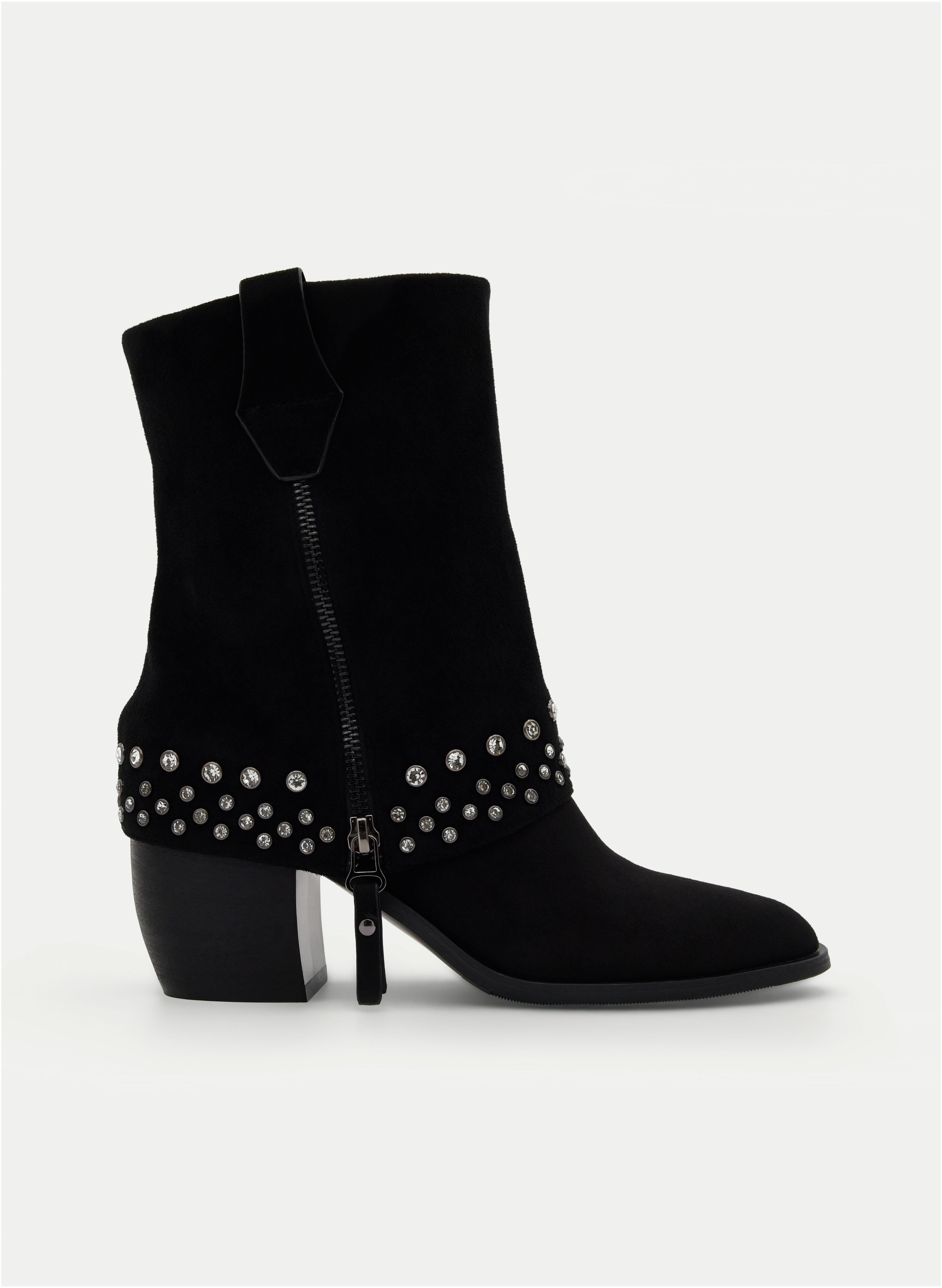Black gaiter boot with suede effect