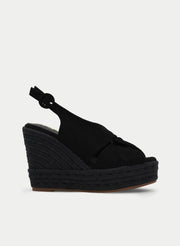 BLACK JUTE WEDGE SANDAL WITH PLATFORM