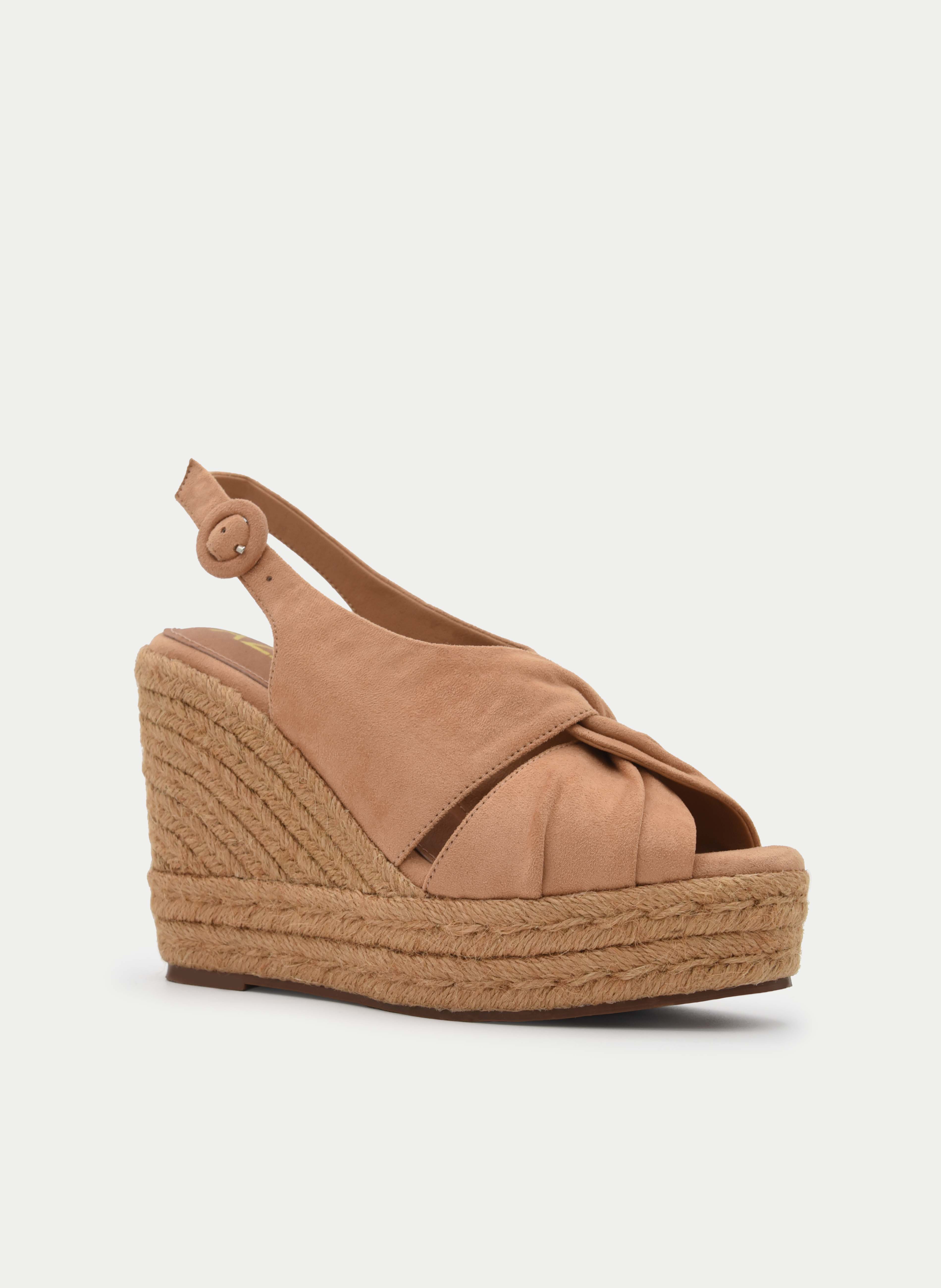 SANDALIA CUÑA ESPARTO CAMEL CON NUDO
