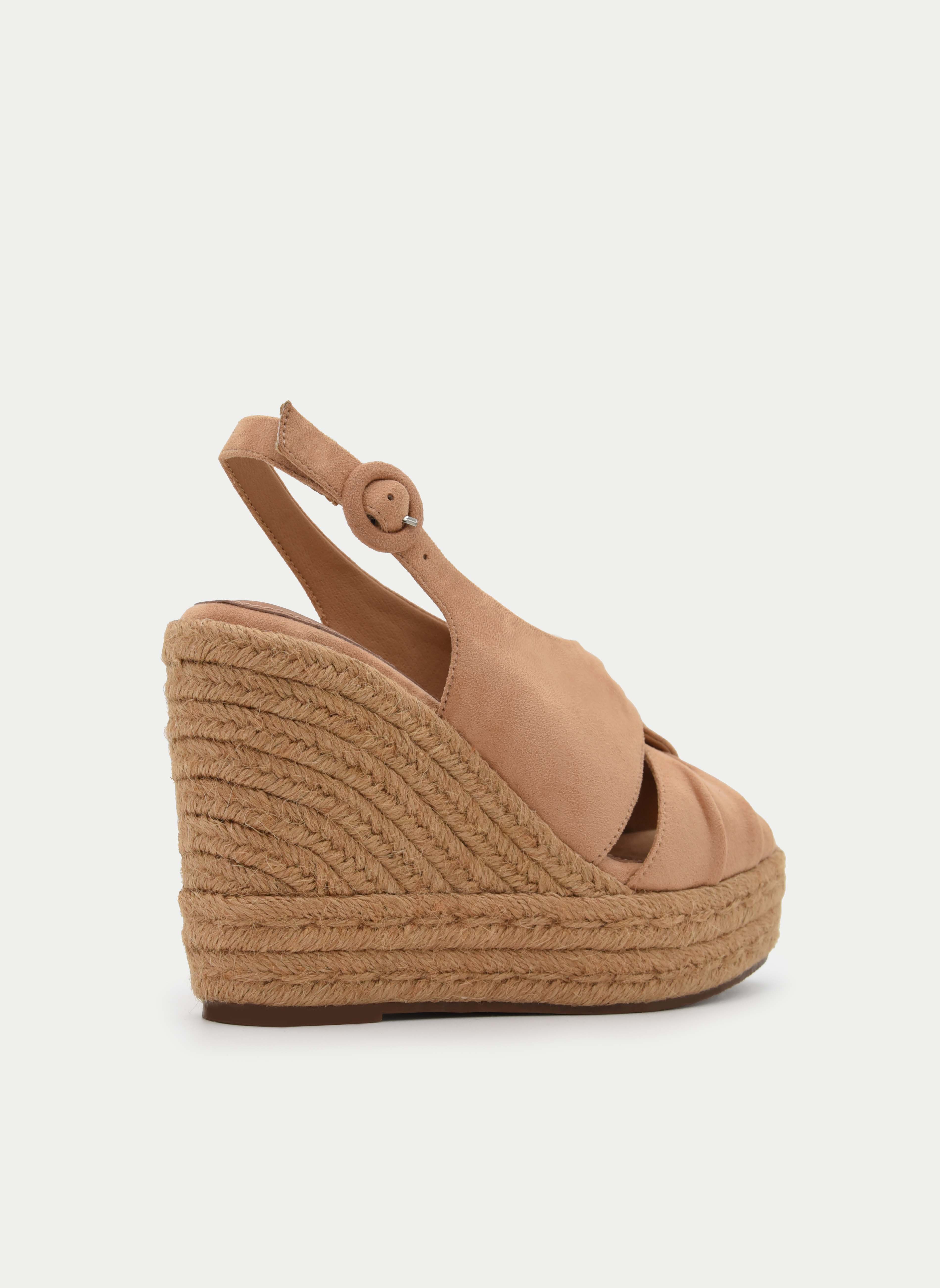SANDALIA CUÑA ESPARTO CAMEL CON NUDO