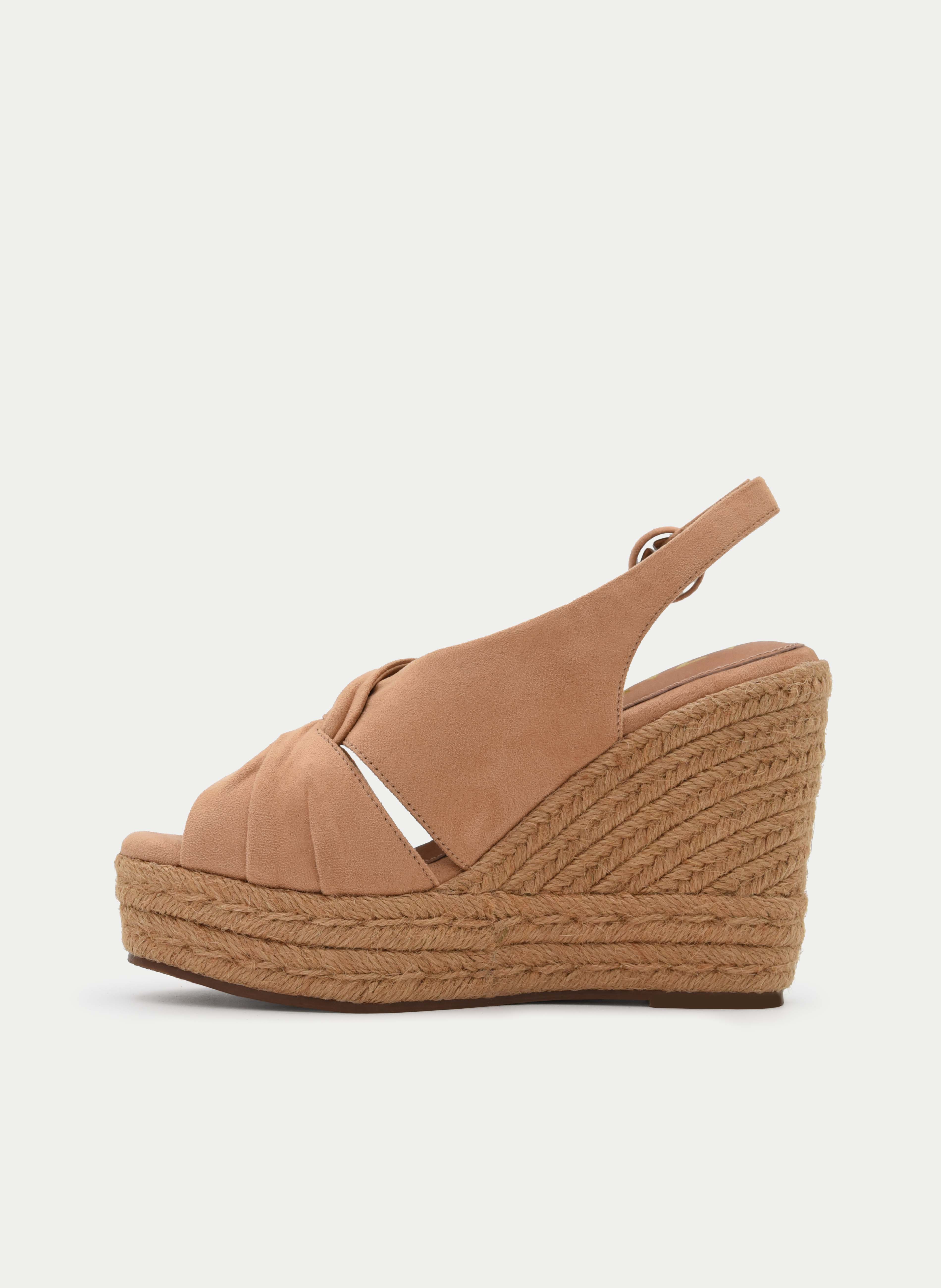 SANDALIA CUÑA ESPARTO CAMEL CON NUDO