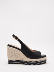 Black jute wedge sandals