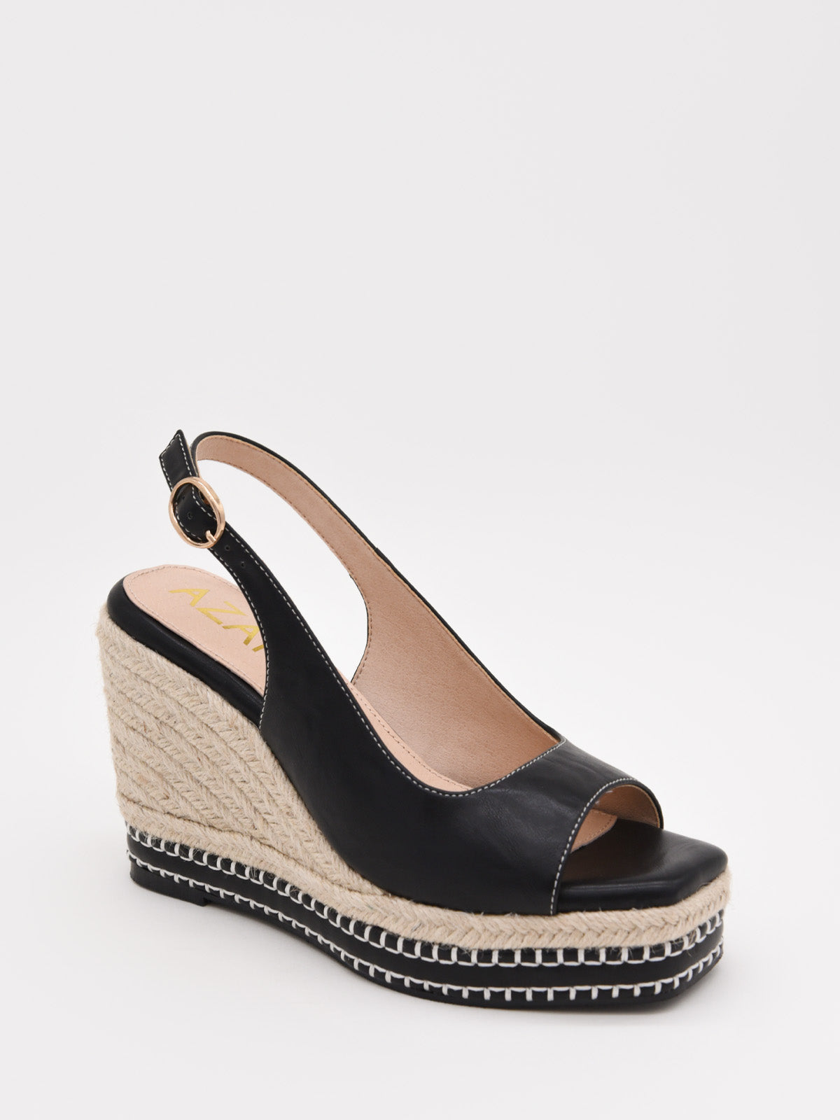 Black jute wedge sandals