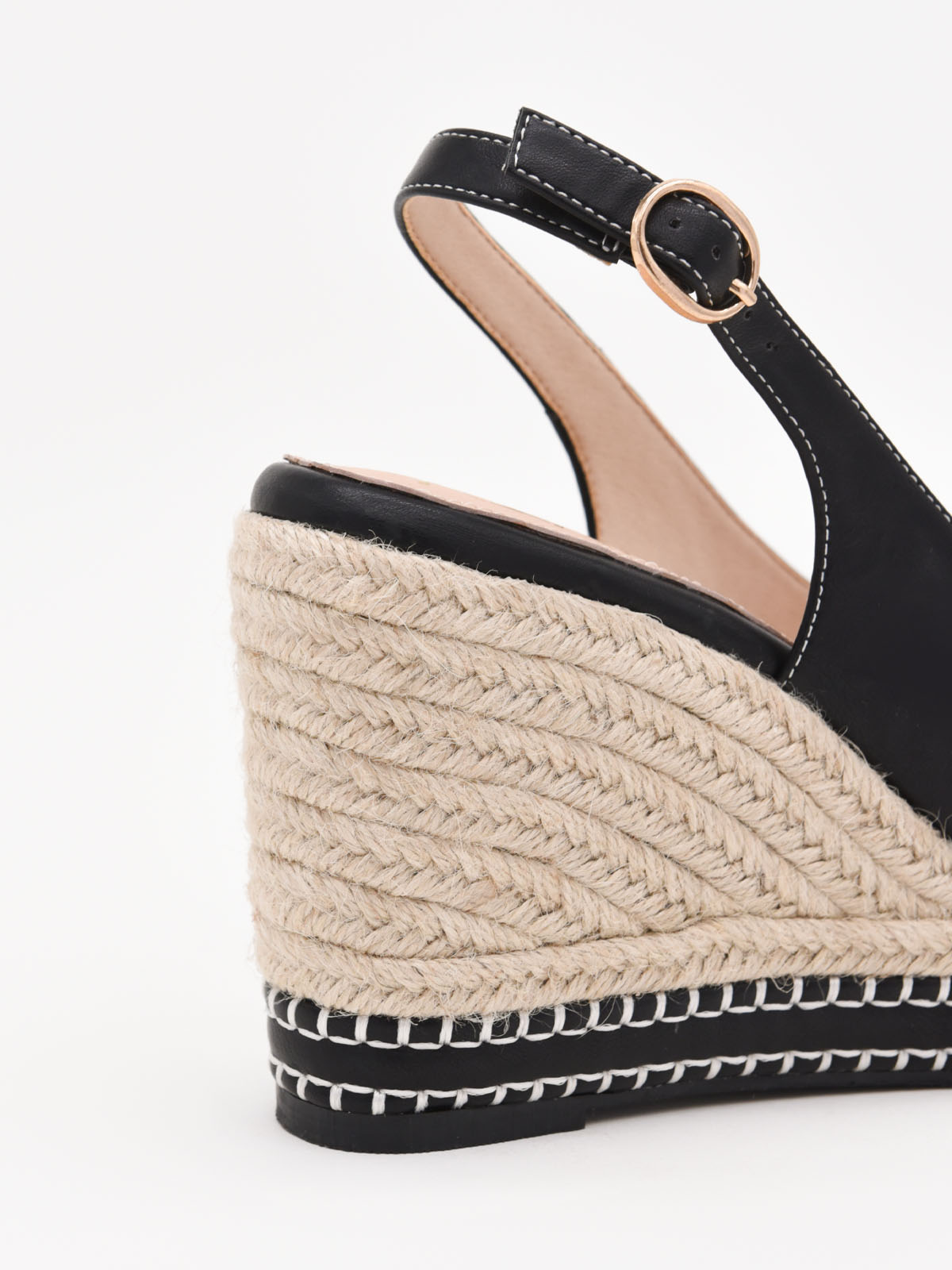Black jute wedge sandals