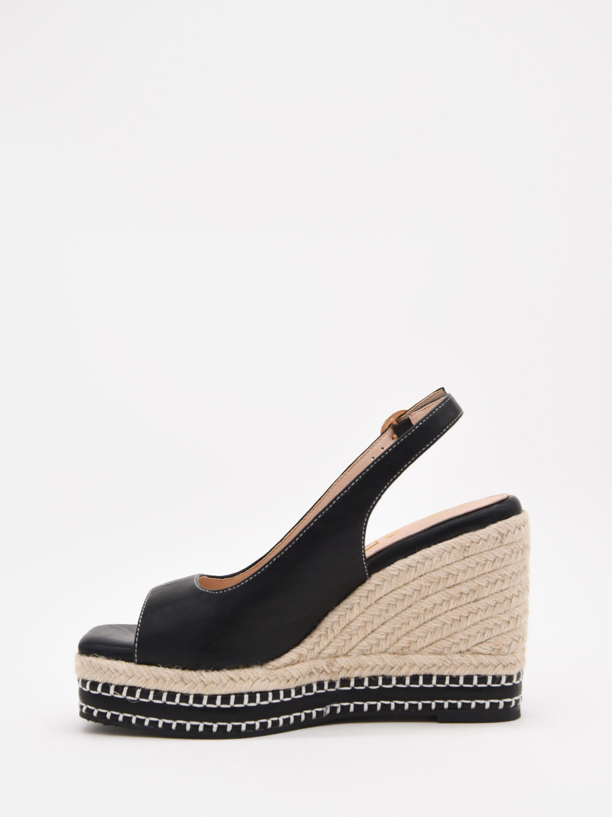 Black jute wedge sandals