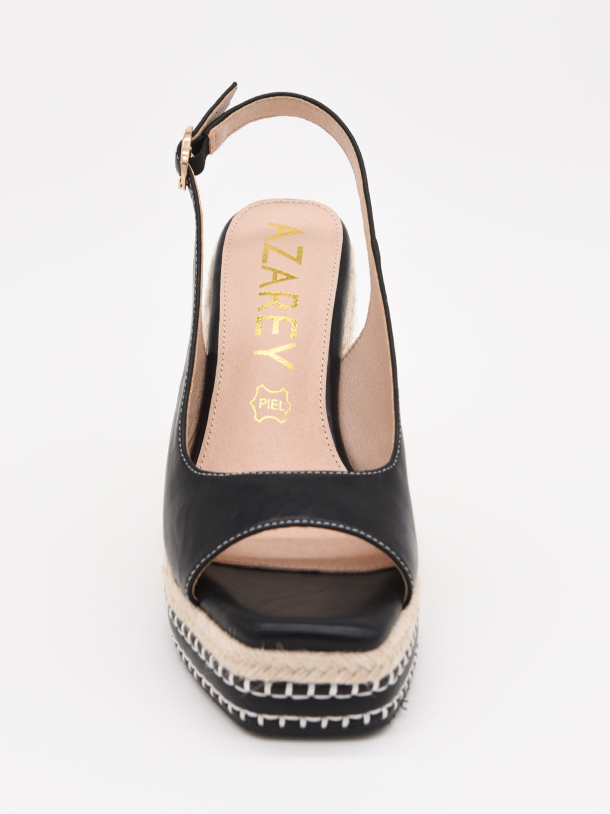 Black jute wedge sandals