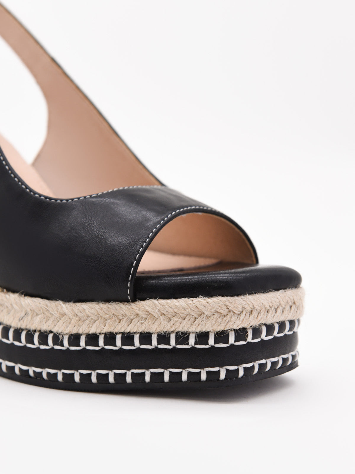 Black jute wedge sandals