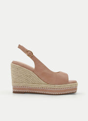 TAUPE WEDGE SANDAL WITH PLATFORM AND ANKLE STRAP