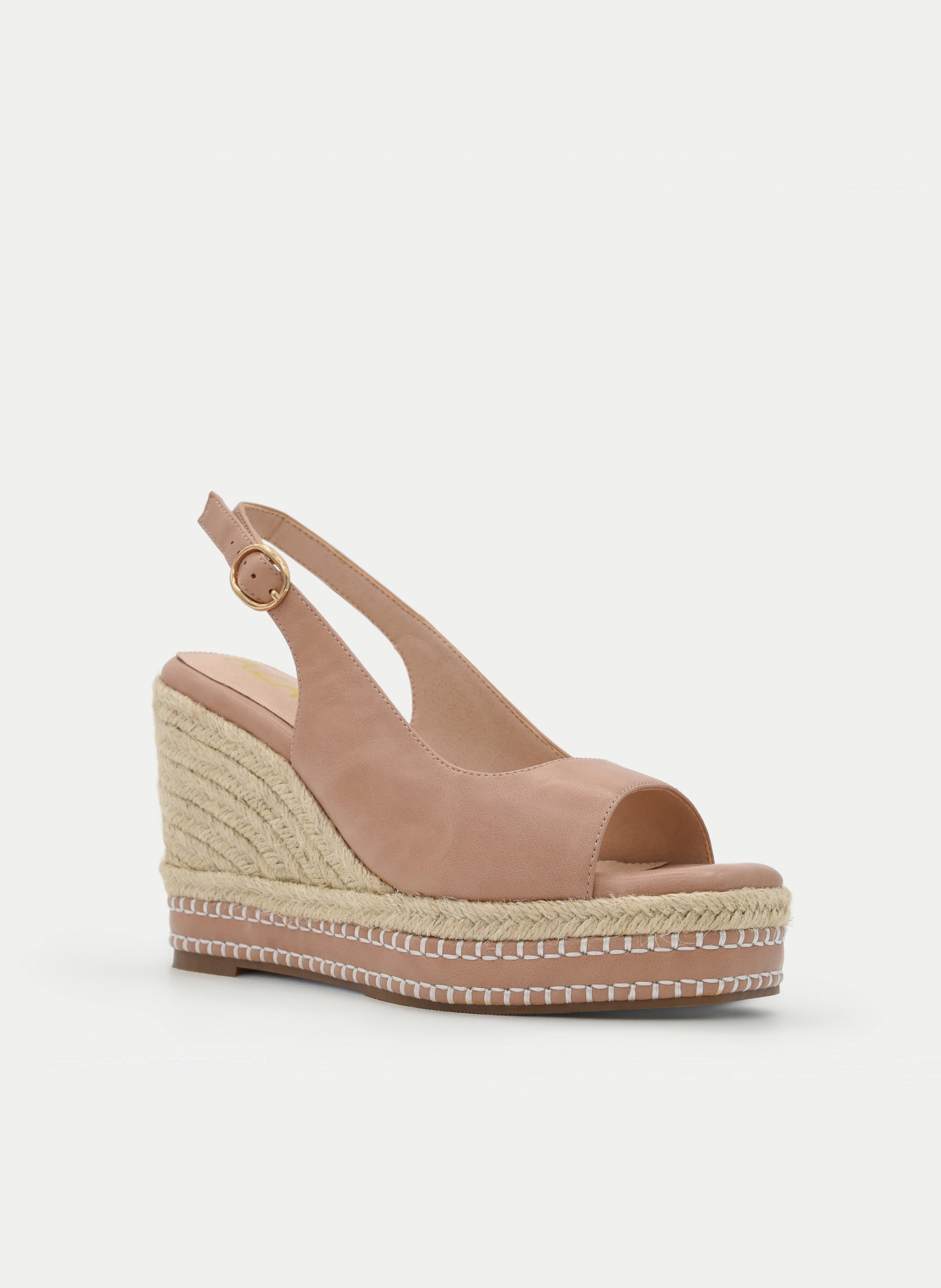 TAUPE WEDGE SANDAL WITH PLATFORM AND ANKLE STRAP