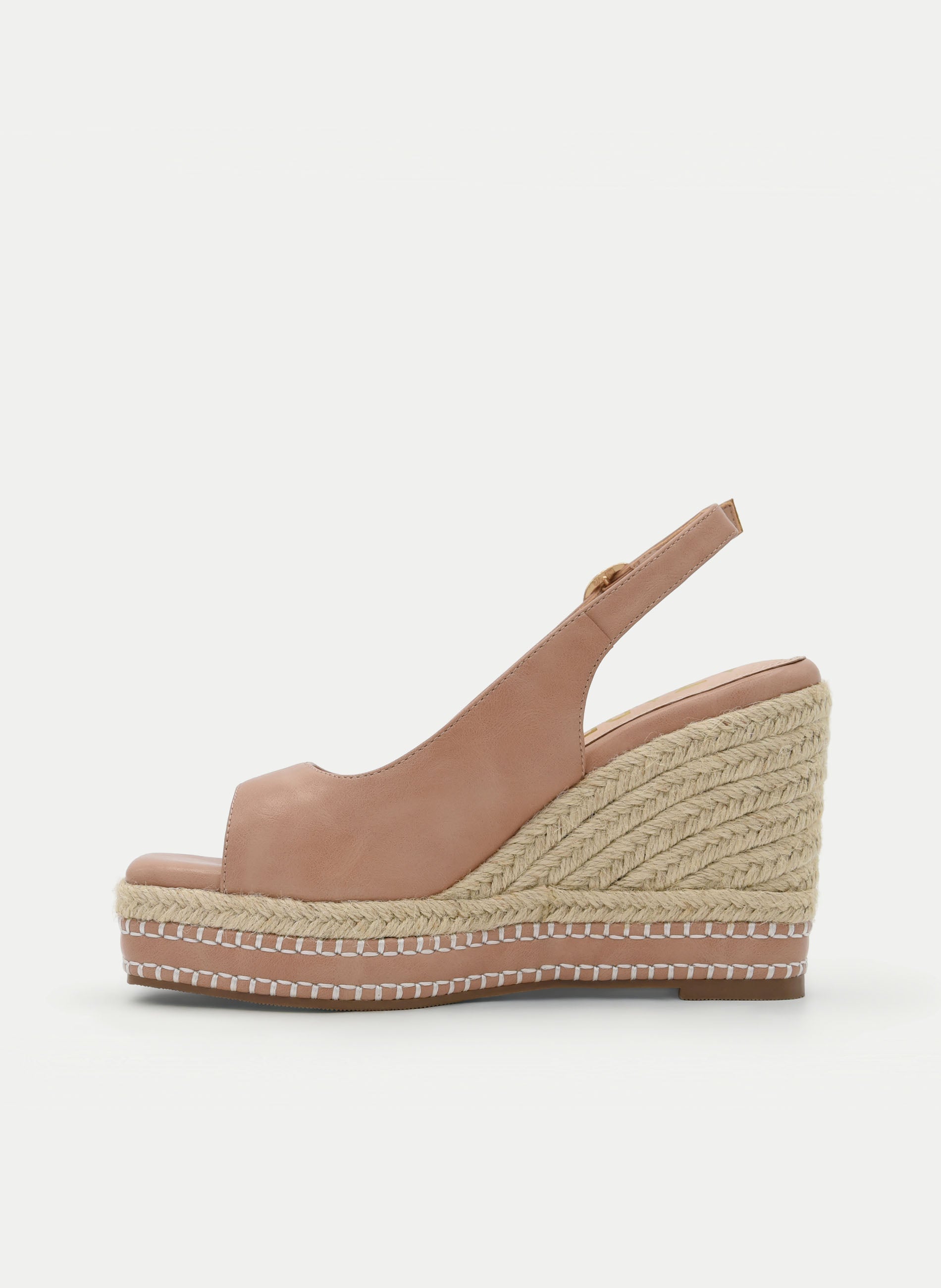 TAUPE WEDGE SANDAL WITH PLATFORM AND ANKLE STRAP